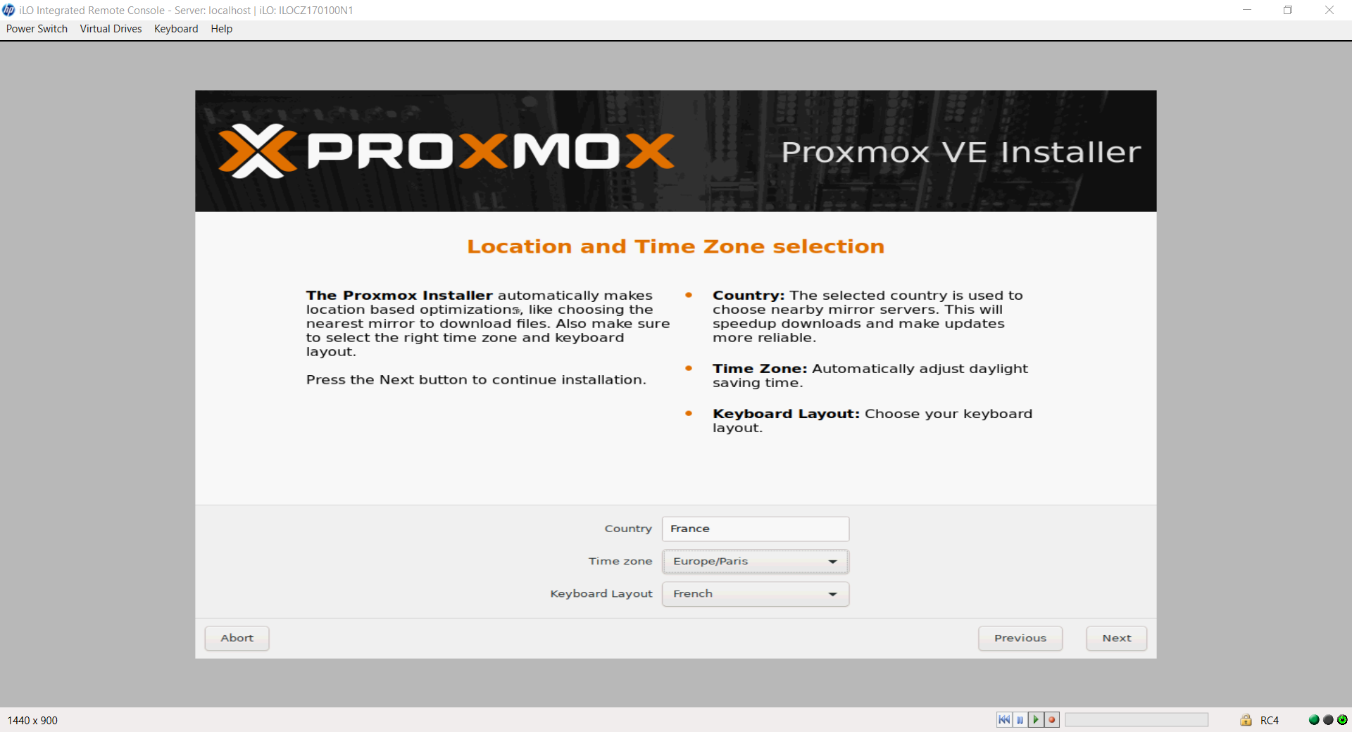 Choix du pays et de la langue du clavier